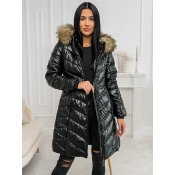 Černo-hnědá dámská prošívaná zimní bunda s kapucí Bolf 16M9100 - S