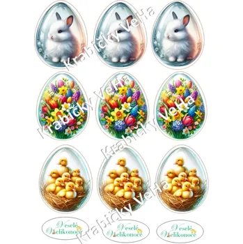 Jedlá dekorace na dort Fondánový list A4 motiv "Velikonoční vejce " 7 cm