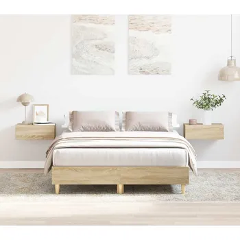 Postel vidaXL Rám postele bez matrace Dub Sonoma 120x200cm Dřevěné konstrukce