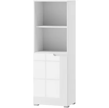 Knihovna SAMOA 10 (SELENE 10) - REGÁL NÍZKÝ s 1dvířkem - bílá mat / bílá lesk (SZ) (K150-Z)