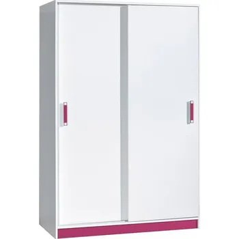 Šatní skříň TRUFEL 14 - Skříň šatní - posuvné dveře (Trafiko 14) - bílá/růžová (DO) (K150-Z)