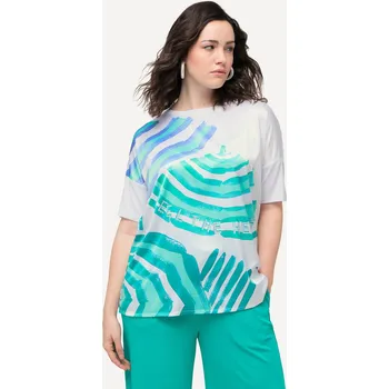 Dámské tričko Ulla Popken, Plus size Tričko, přední strana satén, lodičkový výstřih, krátké rukávy pro plnoštíhlé nadměrná velikost, 829254200-1130, bílý, 50/52, Nadměrné velikosti, Plus size oblečení, Oblečení pro boubelky, Oblečení pro baculky, Oblečení pro plnoštíhl