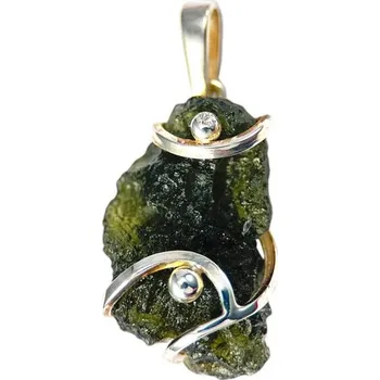 Přívěsek Drakkaria LUNA, stříbrný přívěsek s vltavínem, Ag 925