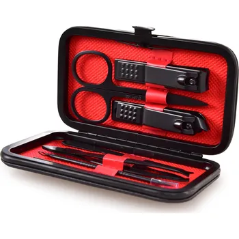 BEAUTY | manikúra 9dílná sada | broušená ocel | v uzavíratelném pouzdře | červená Dedra