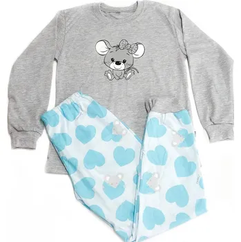Chlapecké pyžamo Dětské pyžamo Bettymode MYŠKA ŠEDÁ dlouhý rukáv, 128