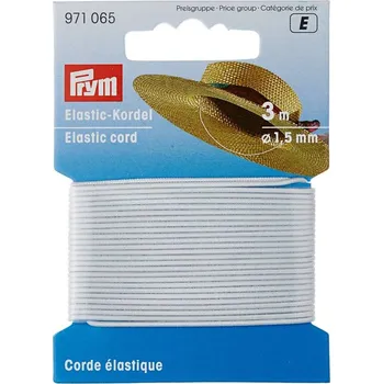 PRYM Elastická šňůrka, 1,5 mm, bílá, 3 m