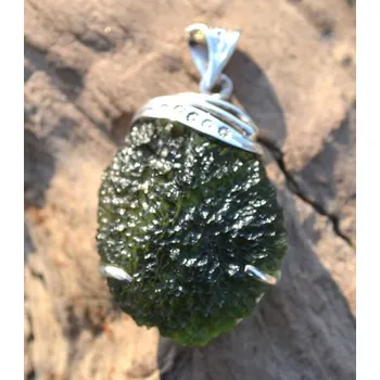 Přívěsek Drakkaria MOIRA, stříbrný přívěsek s vltavínem, Ag 925