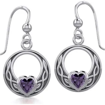 Náušnice Peter Stone KELTSKÉ UZLY, stříbrné náušnice s ametystem, Ag 925