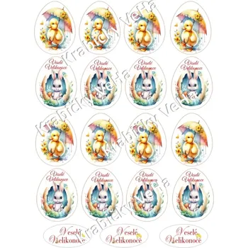 Jedlá dekorace na dort Fondánový list A4 motiv "Velikonoční vejce " 5 cm