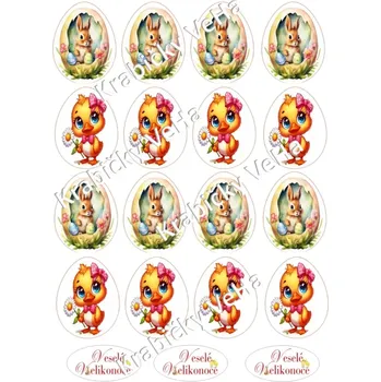 Jedlá dekorace na dort Fondánový list A4 motiv "Velikonoční vejce " 5 cm