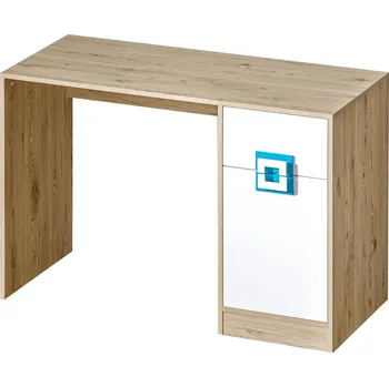 Psací stůl NIKOS 10 - Psací stůl (NICO 10) - bílá/dub světlý- úchyt tyrkys (DO) (K150-Z)