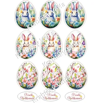 Jedlá dekorace na dort Fondánový list A4 motiv "Velikonoční vejce " 7 cm