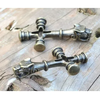 Přívěsek Drakkaria VLČÍ KŘÍŽ, islandský amulet, staromosaz