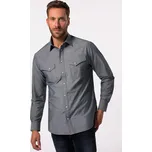 JP1880, Plus size Košile, dlouhé rukávy, kovbojská, Kent límeček, Modern střih, do 8XL pro plnoštíhlé nadměrná velikost, 828798346-1907, šedý, 8XL, Plus size oblečení, Oblečení pro vysoké muže, Nadměrné velikosti, Oblečení pro plnoštíhlé.