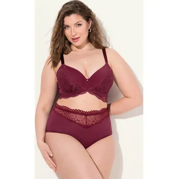 Podprsenka Ulla Popken, Plus size Podprsenka s kosticemi, krajka, měkké košíčky, košíčky B-F pro plnoštíhlé nadměrná velikost, 832809344-1110, červený, 85E, Nadměrné velikosti, Plus size oblečení, Oblečení pro boubelky, Oblečení pro baculky, Oblečení pro plnoštíhlé,