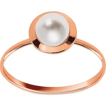 Prsten Minimalistický prsten s přírodní perlou v růžovém zlatě 5,5mm, 14K IZ27688R + dárkové balení LUXUS zdarma