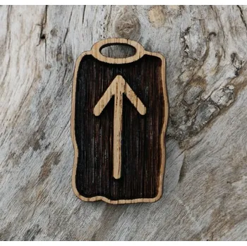 Náhrdelník Kadlus TIWAZ, dřevěný amulet - runa