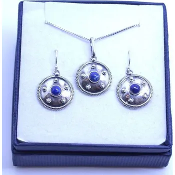 Souprava šperků Drakkaria ANTICA ROMA, sada stříbrných šperků s lapis lazuli, Ag 925