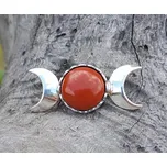 Drakkaria TŘI MĚSÍCE, pohanský stříbrný přívěsek, Ag 925 a jaspis