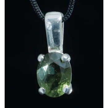 Přívěsek Drakkaria OVÁL, stříbrný přívěsek s vltavínem, Ag 925