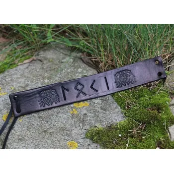 Náramek Drakkaria LOKI, kožený náramek, černý