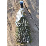 Drakkaria STELLARA, stříbrný přívěsek s vltavínem, Ag 925