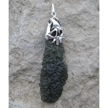 Přívěsek Drakkaria NEMESIS, stříbrný přívěsek s vltavínem, Ag 925