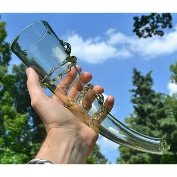 Sklenice Milaglass HISTORICKÝ SKLENĚNÝ ROH NA PITÍ, lesní sklo