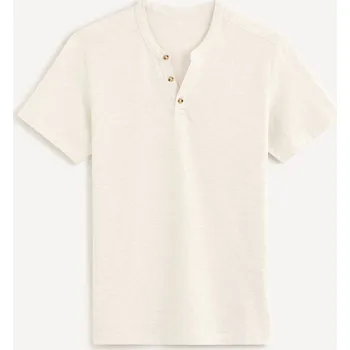 Pánské tričko Celio Tričko henley Cegeti 1128126 Smetanová L