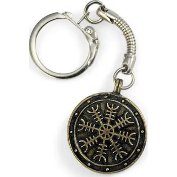 Náhrdelník Drakkaria Aegishjalmur, helma děsu, klíčenka zinek staromosaz