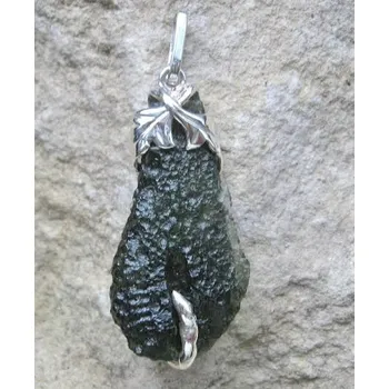 Přívěsek Drakkaria QUERCUS, stříbrný přívěsek s vltavínem, Ag 925