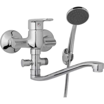 Vodovodní baterie JB Sanitary Nástěnná umyvadlová a sprchová baterie FINERY, rozteč 100 mm, s příslušenstvím, ramínko 300 mm F10 31 41