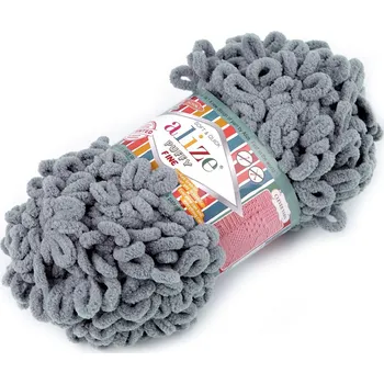 Příze Pletací příze Alize Puffy Fine 100 g, barva 14 (343) šedá