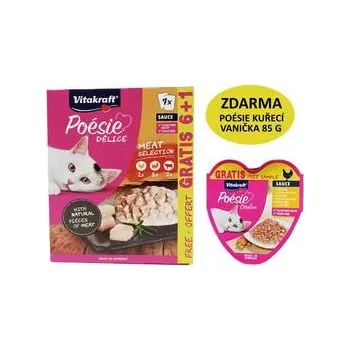 Krmivo pro kočku Poésie Multipack v omáčce 6 x 85 g +1 gratis, 2x kuře,3x krocan, 2x hov.kapsa+dárek Vitak