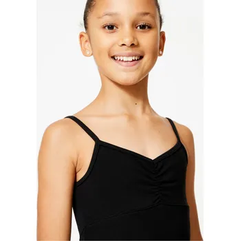 cyklistický dres DOMYOS Dívčí baletní dres s tenkými ramínky 10 LET ČERNÁ