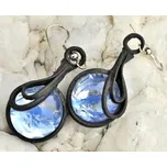 Filipová MODROBÍLÉ SKLO s pruhy - náušnice