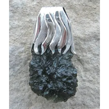 Přívěsek Drakkaria THULE, stříbrný přívěsek s vltavínem, Ag 925