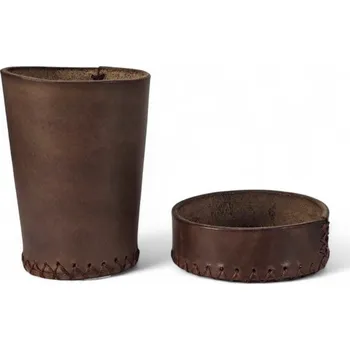 Hrací kostka Kožený kalíšek pro hrací kostky s víkem