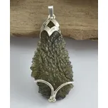 Drakkaria CRESSIDA, stříbrný přívěsek s vltavínem, Ag 925