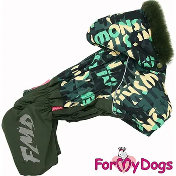 Obleček pro psa FOR MY DOGS Overal LETTERS, zelený Velikost: 14/M