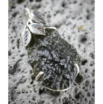 Přívěsek Drakkaria QUILL, stříbrný přívěsek s vltavínem, Ag 925