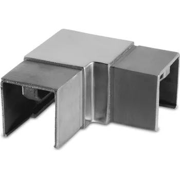 Zábradlí Spojka, 90°, horizontální Spojka, 90°, horizontální, čtvercová, krycí lišta, 40x40x1,5 mm, nerez. ocel 316, kartáčovaná