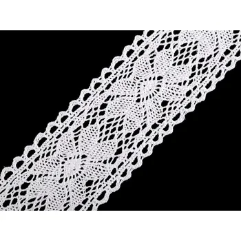 Krajka Bavlněná krajka / vsadka paličkovaná šíře 55 mm, barva 1 bílá