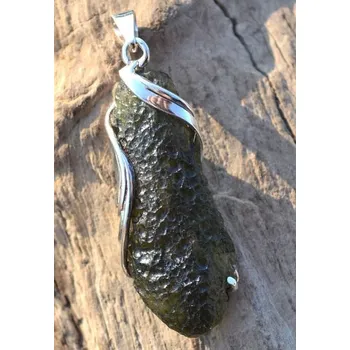 Přívěsek Drakkaria ATRIA, stříbrný přívěsek s vltavínem, Ag 925