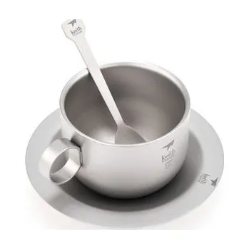 Titanový hrnek s podšálkem a lžičkou KEITH