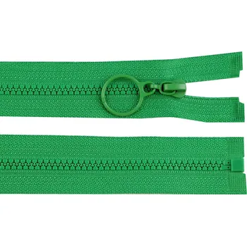 Zip Kostěný zip No 3 délka 70 cm s kroužkem, malé, 243 zelené kapradí