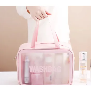 Kosmetická taška Cestovní kosmetická taška průsvitná růžová, velká