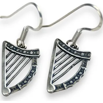 Náušnice Drakkaria Irské harfy, stříbrné náušnice, Ag 925