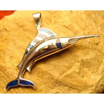 Přívěsek Peter Stone MEČOUN, stříbrný přívěsek s paua mušlí, Ag 925, 10 g