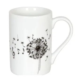 Hrnek s pampeliškou a notami - dvojité espresso bílý